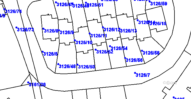 Parcela st. 3126/52 v KÚ Dejvice, Katastrální mapa