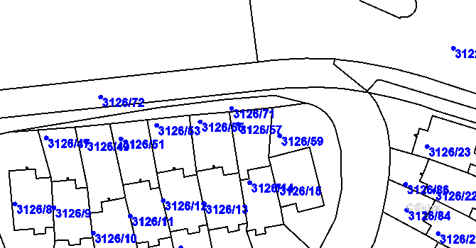 Parcela st. 3126/57 v KÚ Dejvice, Katastrální mapa