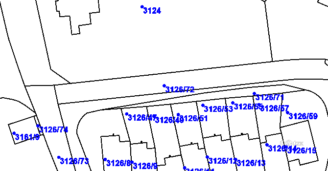 Parcela st. 3126/72 v KÚ Dejvice, Katastrální mapa
