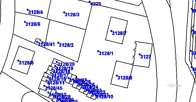 Parcela st. 3128/1 v KÚ Dejvice, Katastrální mapa