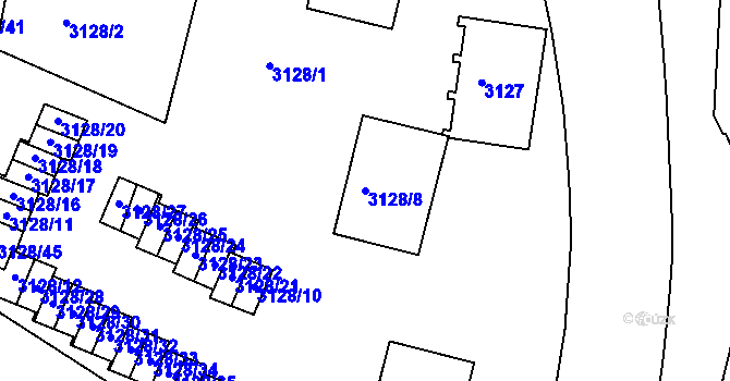 Parcela st. 3128/8 v KÚ Dejvice, Katastrální mapa