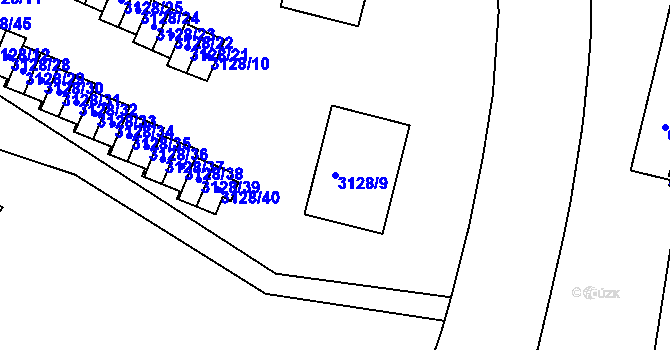 Parcela st. 3128/9 v KÚ Dejvice, Katastrální mapa