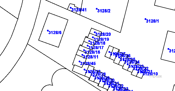 Parcela st. 3128/17 v KÚ Dejvice, Katastrální mapa