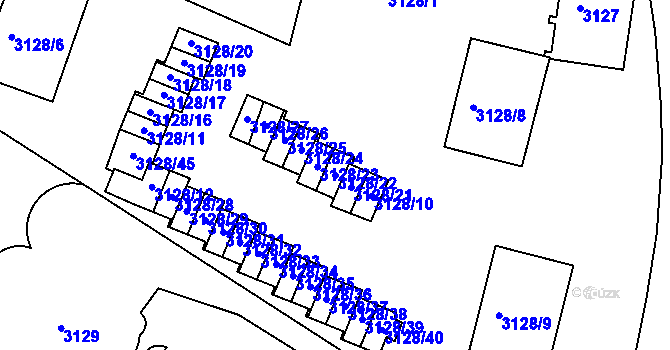 Parcela st. 3128/22 v KÚ Dejvice, Katastrální mapa