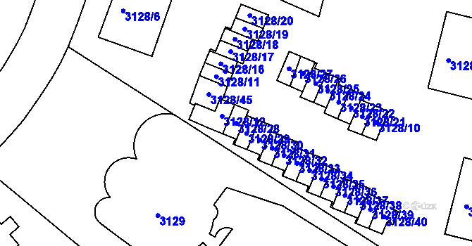 Parcela st. 3128/28 v KÚ Dejvice, Katastrální mapa