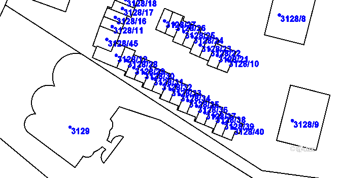 Parcela st. 3128/33 v KÚ Dejvice, Katastrální mapa