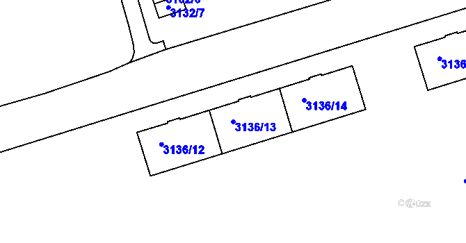 Parcela st. 3136/13 v KÚ Dejvice, Katastrální mapa