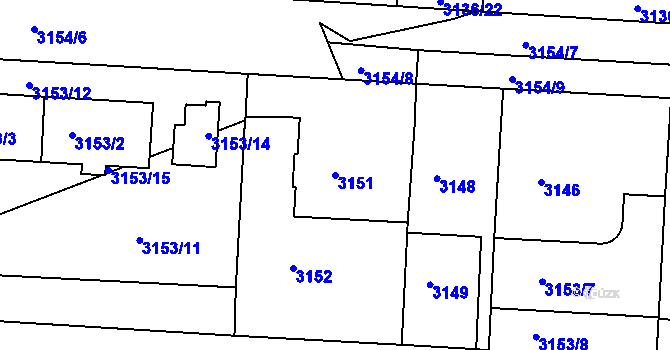 Parcela st. 3151 v KÚ Dejvice, Katastrální mapa