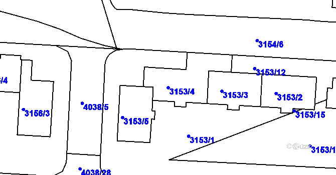 Parcela st. 3153/4 v KÚ Dejvice, Katastrální mapa