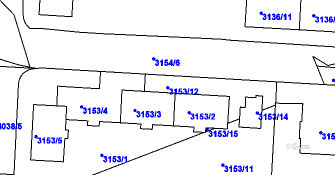 Parcela st. 3153/12 v KÚ Dejvice, Katastrální mapa