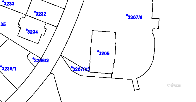 Parcela st. 3206 v KÚ Dejvice, Katastrální mapa