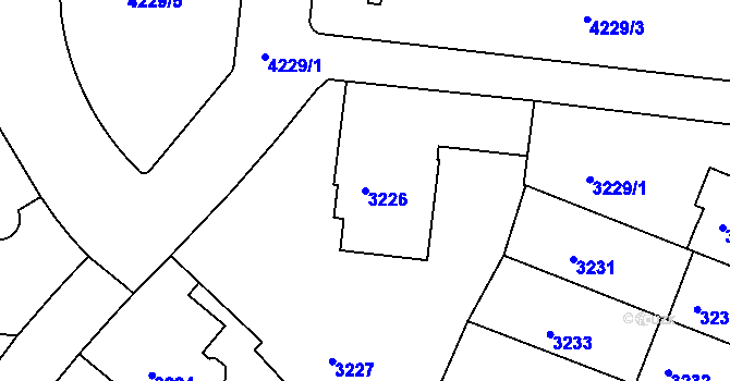 Parcela st. 3226 v KÚ Dejvice, Katastrální mapa