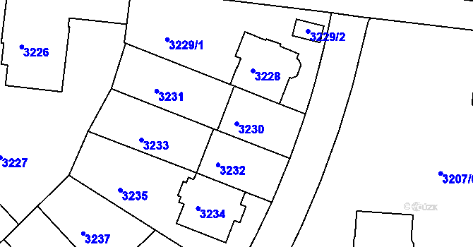 Parcela st. 3230 v KÚ Dejvice, Katastrální mapa
