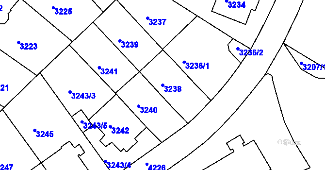 Parcela st. 3238 v KÚ Dejvice, Katastrální mapa