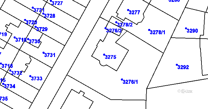 Parcela st. 3275 v KÚ Dejvice, Katastrální mapa