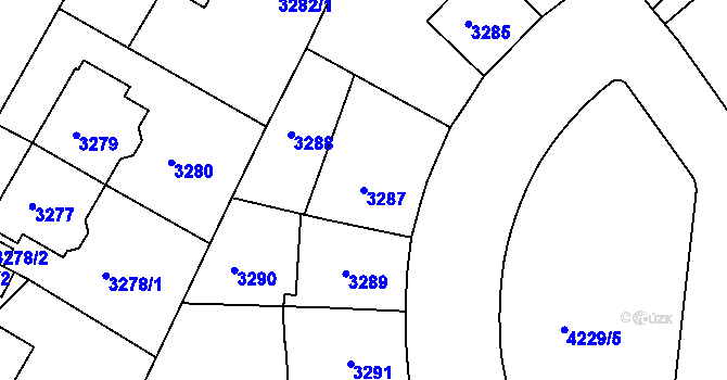 Parcela st. 3287 v KÚ Dejvice, Katastrální mapa