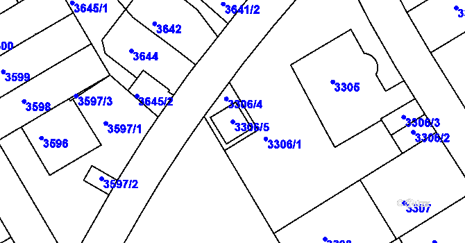Parcela st. 3306/5 v KÚ Dejvice, Katastrální mapa