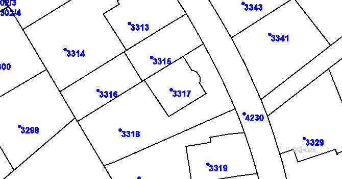 Parcela st. 3317 v KÚ Dejvice, Katastrální mapa