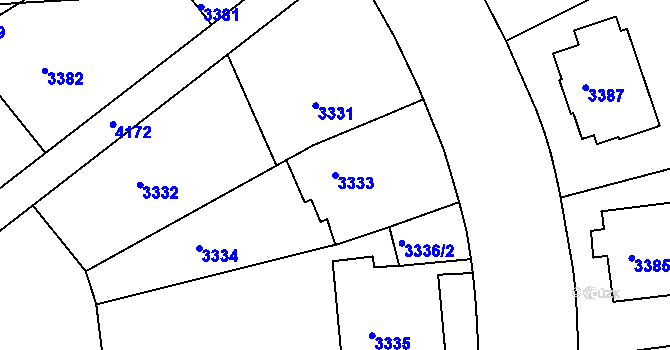 Parcela st. 3333 v KÚ Dejvice, Katastrální mapa