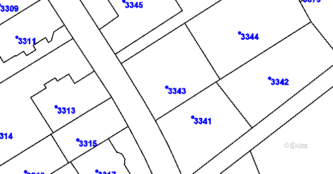Parcela st. 3343 v KÚ Dejvice, Katastrální mapa
