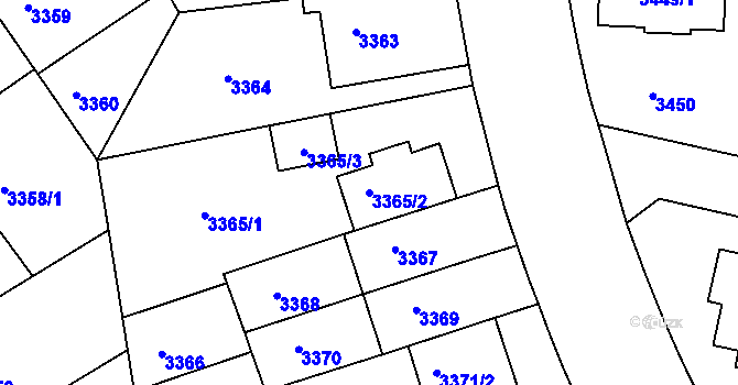 Parcela st. 3365/2 v KÚ Dejvice, Katastrální mapa