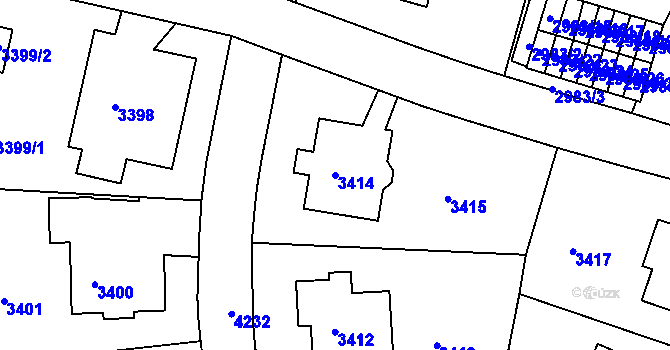 Parcela st. 3414 v KÚ Dejvice, Katastrální mapa