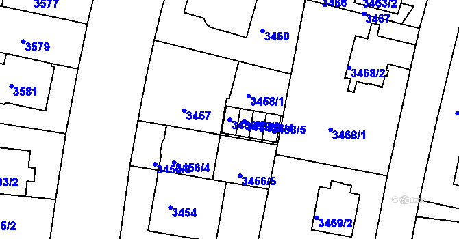 Parcela st. 3458/2 v KÚ Dejvice, Katastrální mapa