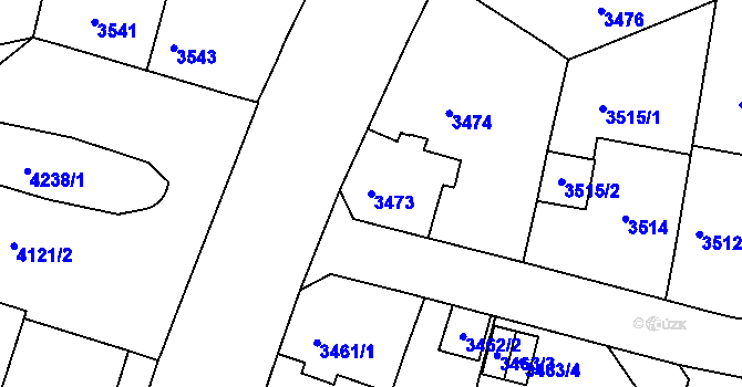 Parcela st. 3473 v KÚ Dejvice, Katastrální mapa
