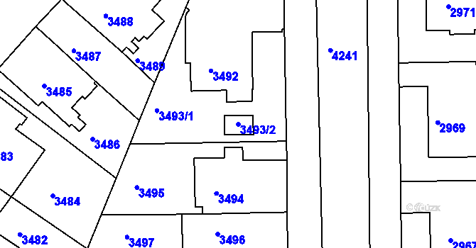Parcela st. 3493/2 v KÚ Dejvice, Katastrální mapa