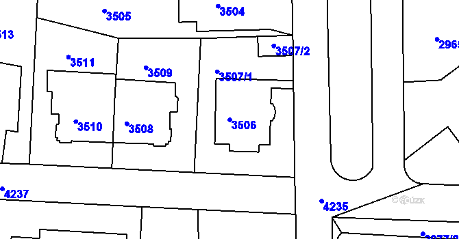 Parcela st. 3506 v KÚ Dejvice, Katastrální mapa