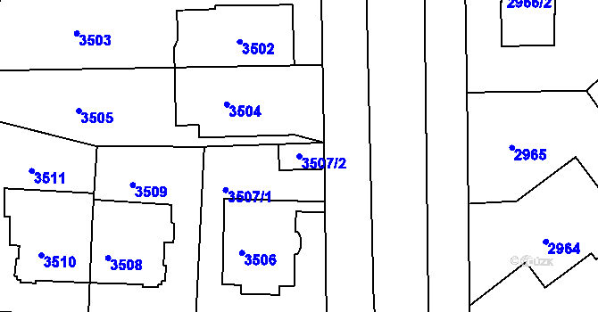 Parcela st. 3507/2 v KÚ Dejvice, Katastrální mapa