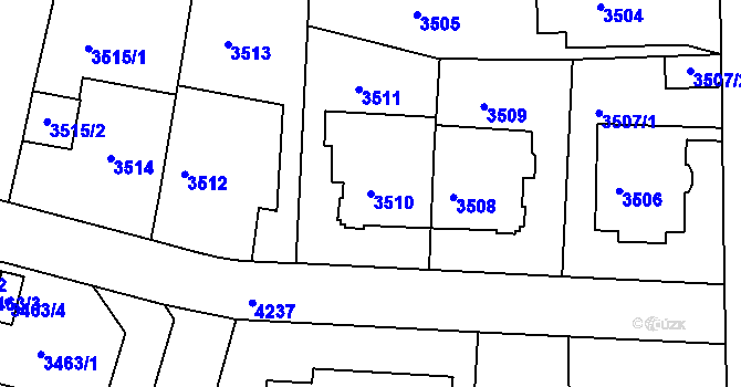 Parcela st. 3510 v KÚ Dejvice, Katastrální mapa