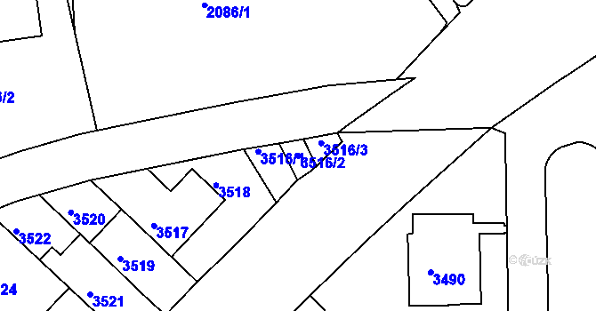 Parcela st. 3516/2 v KÚ Dejvice, Katastrální mapa