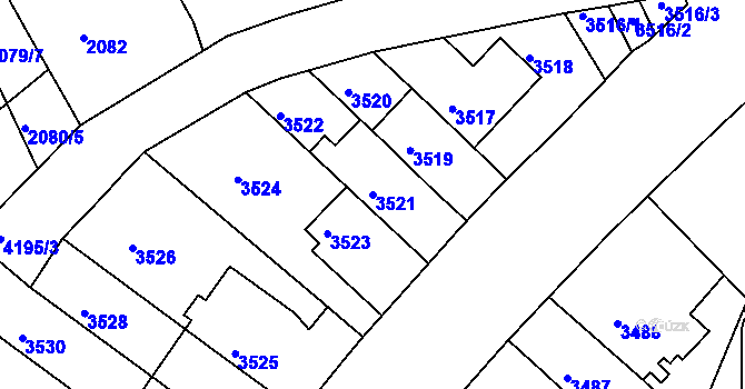 Parcela st. 3521 v KÚ Dejvice, Katastrální mapa