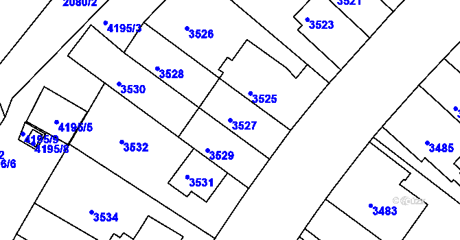 Parcela st. 3527 v KÚ Dejvice, Katastrální mapa