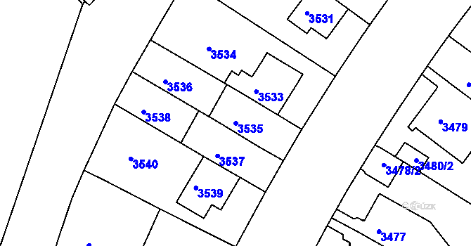 Parcela st. 3535 v KÚ Dejvice, Katastrální mapa