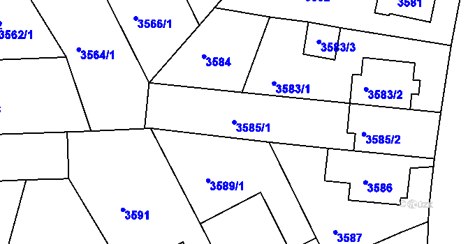 Parcela st. 3585/1 v KÚ Dejvice, Katastrální mapa