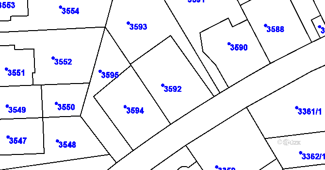 Parcela st. 3592 v KÚ Dejvice, Katastrální mapa