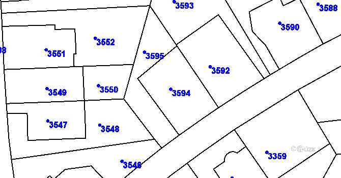 Parcela st. 3594 v KÚ Dejvice, Katastrální mapa