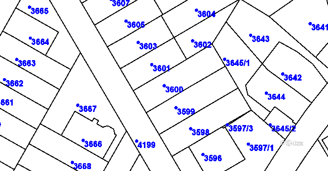 Parcela st. 3600 v KÚ Dejvice, Katastrální mapa
