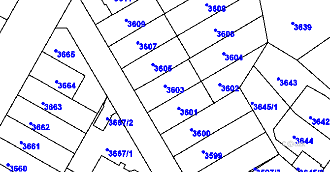 Parcela st. 3603 v KÚ Dejvice, Katastrální mapa