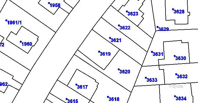 Parcela st. 3619 v KÚ Dejvice, Katastrální mapa