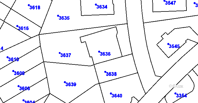 Parcela st. 3636 v KÚ Dejvice, Katastrální mapa