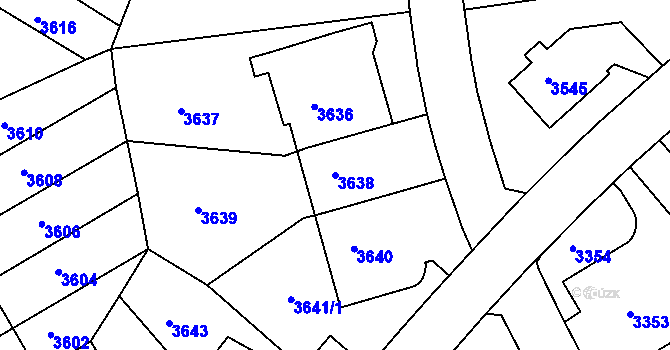 Parcela st. 3638 v KÚ Dejvice, Katastrální mapa