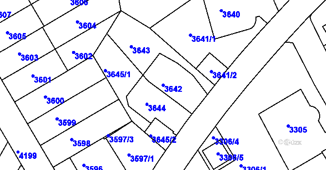 Parcela st. 3642 v KÚ Dejvice, Katastrální mapa