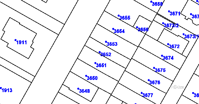 Parcela st. 3652 v KÚ Dejvice, Katastrální mapa
