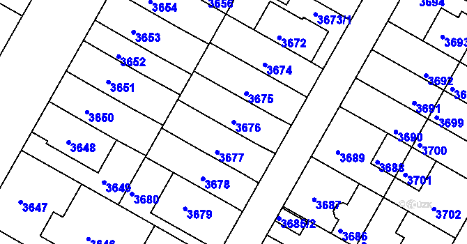 Parcela st. 3676 v KÚ Dejvice, Katastrální mapa