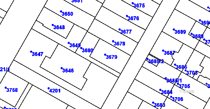 Parcela st. 3679 v KÚ Dejvice, Katastrální mapa