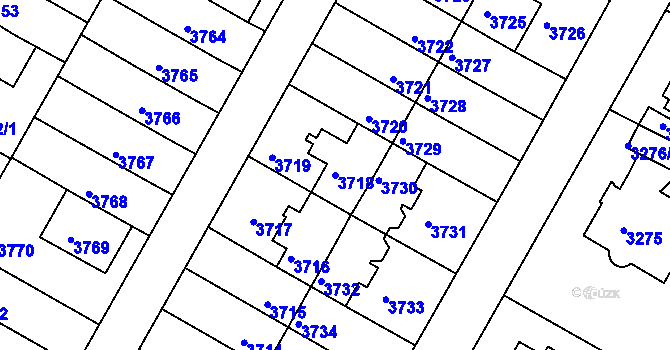 Parcela st. 3718 v KÚ Dejvice, Katastrální mapa