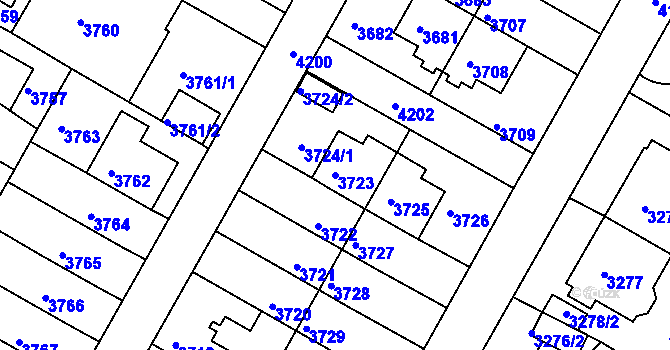 Parcela st. 3723 v KÚ Dejvice, Katastrální mapa